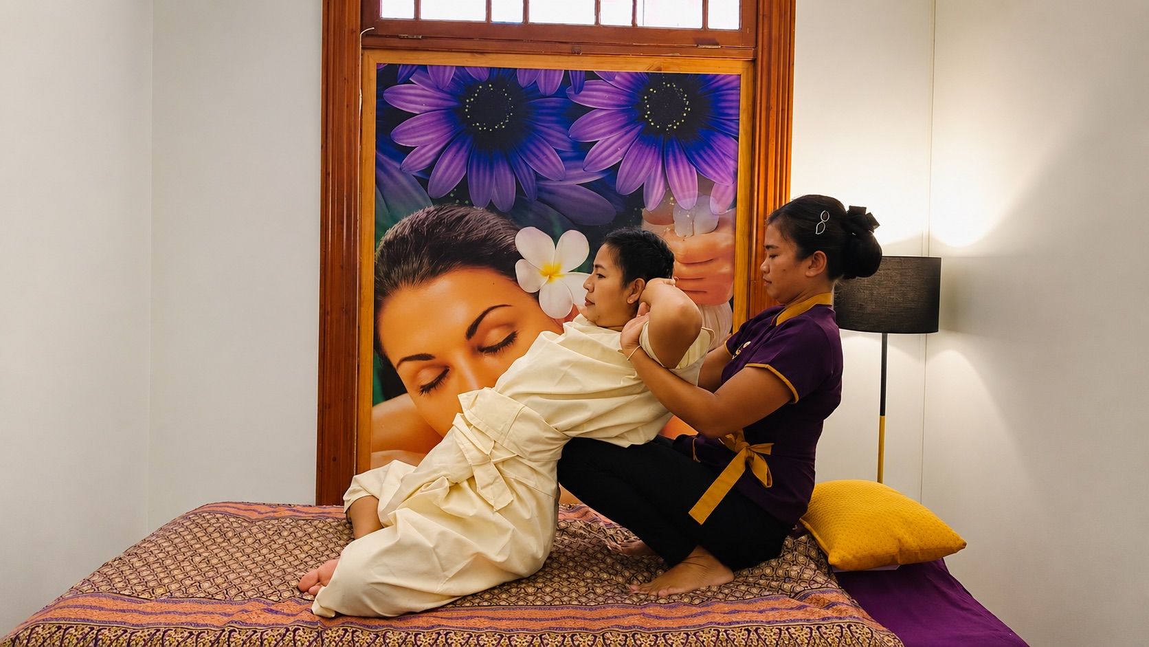 Traditional Thai massage in progress